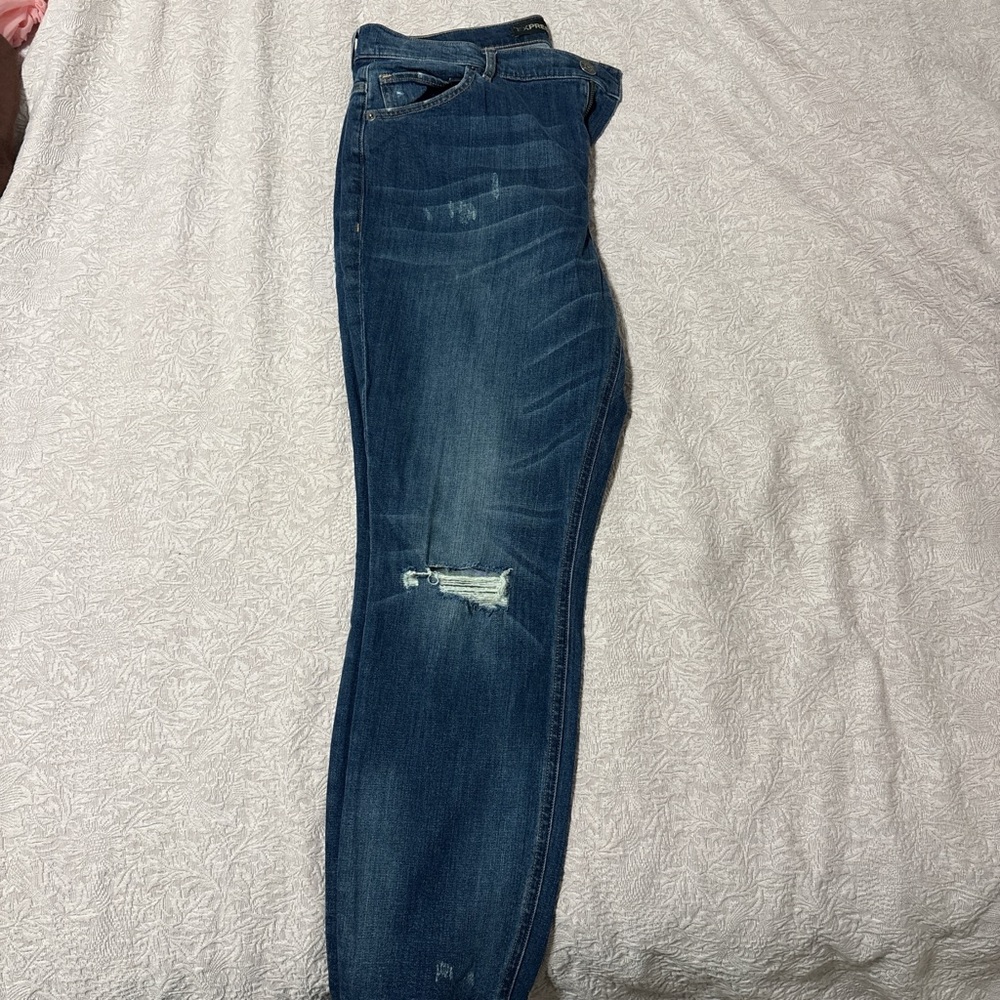 Classic Blue Distressed Women Jeans Express